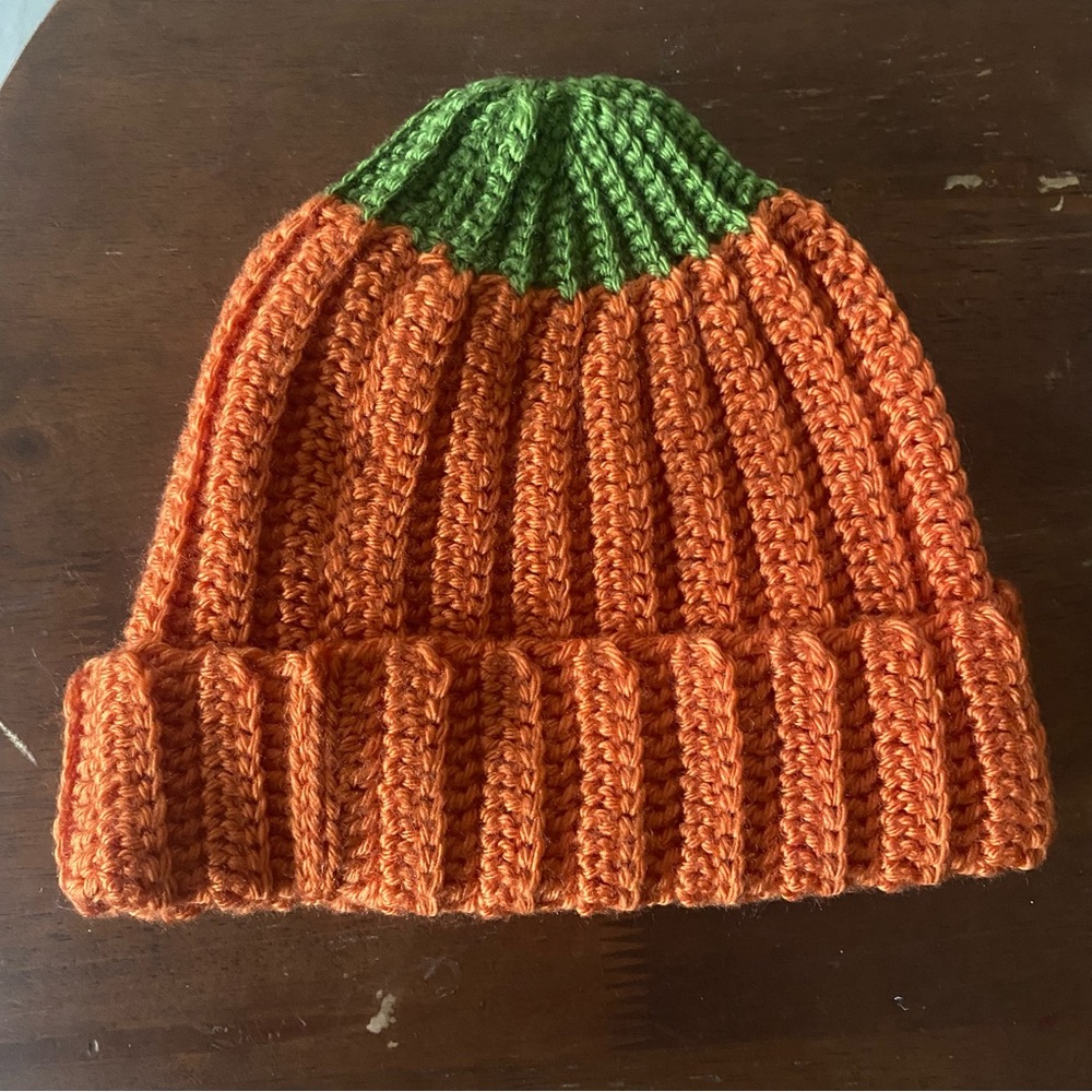 Orange and Green Knit Beanie